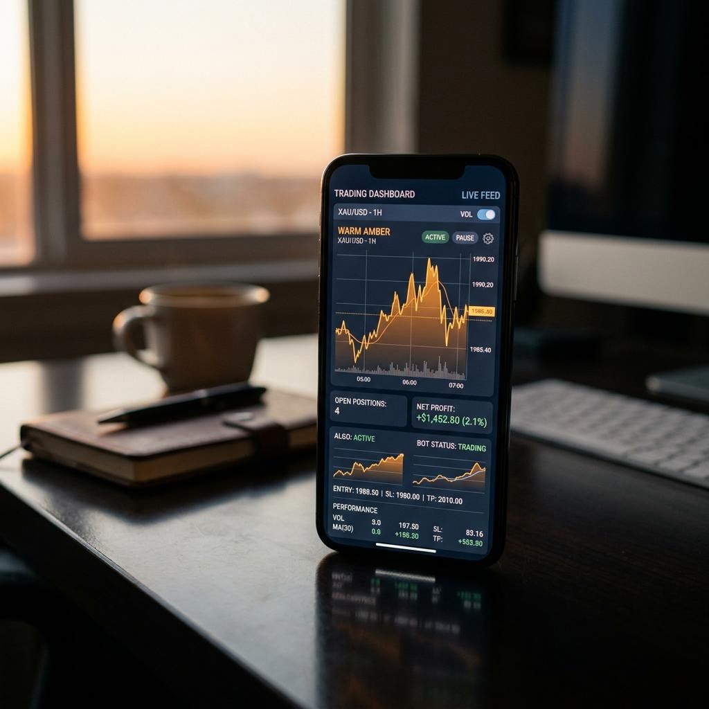 Tableau de bord de trading Brande Troquésane sur smartphone moderne